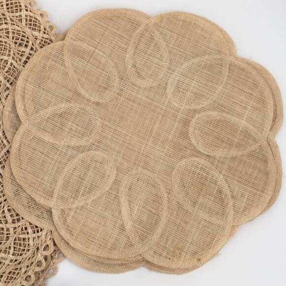 Vintage SET of 4  Raffia Straw Wicker Placemat Home Decor Round Earthtone - Picture 2 of 5